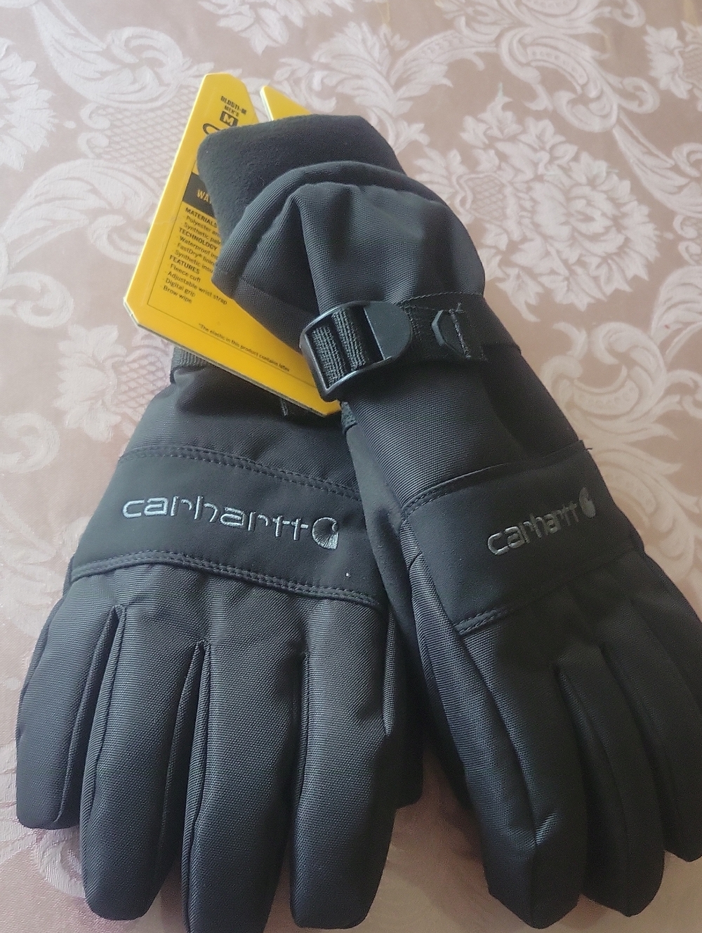 Carhartt Black Insulated Work Gloves with Adjustable Wrist Strap